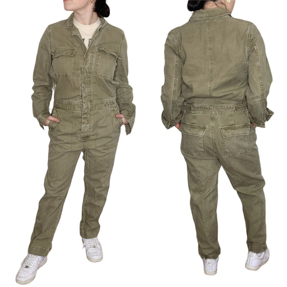 Madewell Size S Army Green Full Body Denim Jumpsuit
